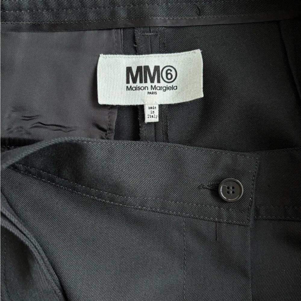 MM6 Maison Martin Margiela Black Short Suit Trousers Black Wide-Leg Culottes - Picture 9 of 14